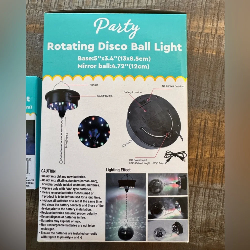 NWT Party Strobe Light & Disco Ball Perfect for Disco Party Kids Party Halloween